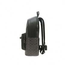 Coach CV925QBMI5 Men's PVC And Leather Backpack, Black/Grey, With Adjustable Wide Shoulder Strap And Top Handle, Suitable For Commuting, School, Business Trips, Travel, And Leisure. - Dark Gray - View 3