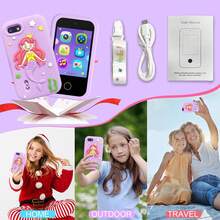 2.8英寸高清触摸屏儿童智能手机，双摄像头，32GB存储空间，支持12种语言，内置教育学习游戏，超长续航，卡通硅胶保护套，2026年圣诞节/生日完美礼物 - 彩色 - 查看 8