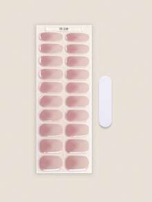 Halvhärdade gelnagelremsor, 20 st. långvariga nagelband i salongskvalitet, enkla att applicera och ta bort med UV-ljus. - Babyrosa - Visa 3