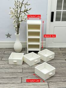 塑料娃娃屋四屉柜迷你储物柜家具，适用于模型屋装饰 - 4鬥櫃 - 查看 4