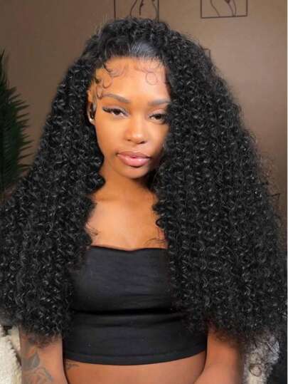 VIOLLY Elegant Women's Black Curly Wig - Afro Puff Style Short Bouncy Curls 200% High Density 13x4 Free Part HD Transparent Lace Frontals Weave Wig Human Blended Heat Resistant Fiber Synthetic Hair Wig Brown Ombre Highlight Honey Blonde /Natural Color Afro Curly Wig For All Skin Tones Realistic Hairpiece|Stylish Short Wig|Textured Wig Wig Accessories Gift Ideas For Women