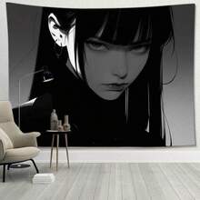 Anime Black Tapestry Hinata Hyuga, Pure Tempting Fabric Poster For Student Dorm Bedroom Wall Art - White - View 1