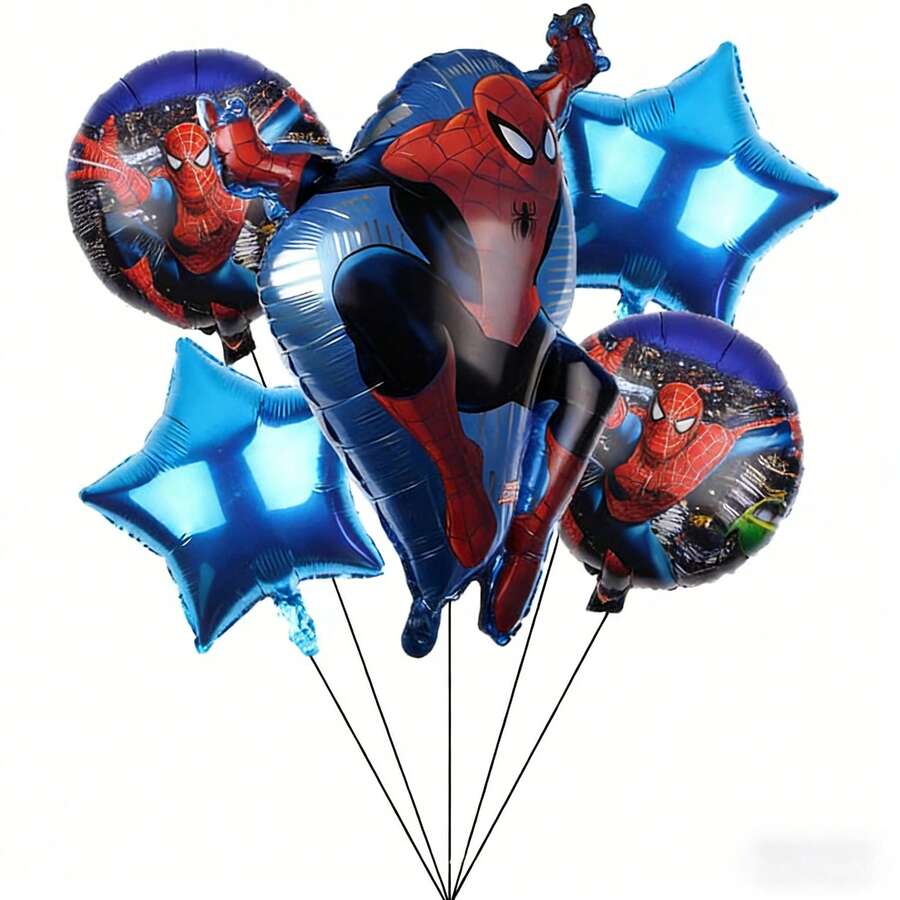 Marvel 5个全新蜘蛛侠铝箔气球套装，漫威英雄蜘蛛侠铝箔气球，生日派对装饰球，新年礼物，情人节礼物，复活节礼物 - 查看 1