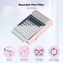 美甲吸尘器，超静音吸尘器，带可重复使用滤网，强劲吸力，低噪音，美甲配件，沙龙设备，便携式吸尘器，手持式设备，吸力强劲，塑料材质，吸力强劲，适用于美容爱好者和家庭美甲师 - 查看 5