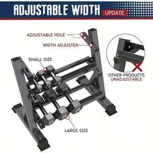 Dumbbell Rack 3-Tier , Alloy Steel , Loads Up To 1100 Lbs , Space-Saving Design , One Rubber Foot , Suitable For Home Gym - Black - View 9