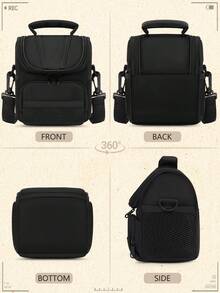 NEWHEY Bolso bandolera pequeño para cámara para hombres, bolso de hombro para fotografía de viaje, bolso de almacenamiento de accesorios de fotografía ligero, adecuado para bolso de cámara de fotografía al aire libre, correa de hombro desmontable, convertible en bolso de mano y de hombro - Negro - Ver 4