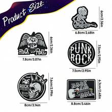 时尚升级：5 件装朋克摇滚吉他刺绣贴片 | 摇滚风刺绣装饰，适用于夹克、乐队 T 恤、包包和鞋子 - C - 查看 3