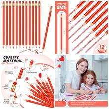 Pre-Sharpened HB Erasable Wooden Pencils With Eraser For Writing Drawing And Checking 12-Pack Red - 1 - View 1