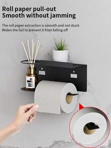 This No-Drill Wall-Mounted Tissue Holder Can Not Only Be Used As A Tissue Box, But Also As A Phone Stand, Suitable For Bathroom And Other Scenarios. Self-Adhesive Bathroom Roll Paper Holder With Phone Stand, Wall-Mounted Toilet Paper Rack - Bathroom Tissue And Towel Rack - Multicolor - View 5