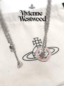 Vivienne Westwood Simonetta 系列银粉色珐琅飞行员项链，银色，黄铜 - 銀色 - 查看 9