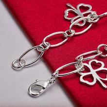 925 Sterling Silver Plated Five Flowers Bracelet Chain For Women Fashion Charm Wedding Engagement Party Jewelry - Silver - View 4