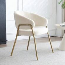 White Dining Chair, Modern Velvet Spray Gold Dining Chair In Gold Finish (1 Pc), Dining Chair With Golden Legs - White - View 5
