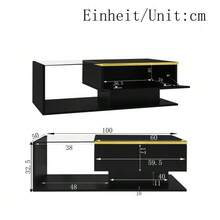 Coffee Table, 100 Cm Long, Glossy Black. Side Tables, Coffee Tables With Glass Tops And - Black - View 4