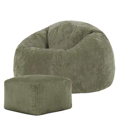 Sitzsack mit Hocker Cord,  Sitzsack Erwachsene mit Füllung, Bean Bag, Cord Sessel, Lounge Sessel, Lounge Stuhl, Schlafzimmer, Wohnzimmer, Wohnzimmer Möbel