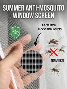 White Zipper Window Screen Set, Self-Adhesive Hook & Loop Install, Easy Open Mesh Net, Breathable Mosquito Protection For Home - Zipper Mesh - View 3