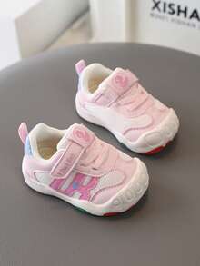 1双儿童/幼儿春季软底防滑透气步行鞋，男女通用 - 粉色 - 查看 5