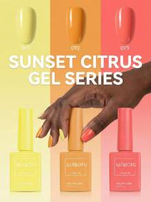 GMUME 3支/套 15毫升 柑橘夏日凝胶指甲油，柠檬黄亮橙珊瑚色，阳光维他命C色，度假海滩美甲，高光泽可卸UV LED凝胶 - 彩色 - 查看 3