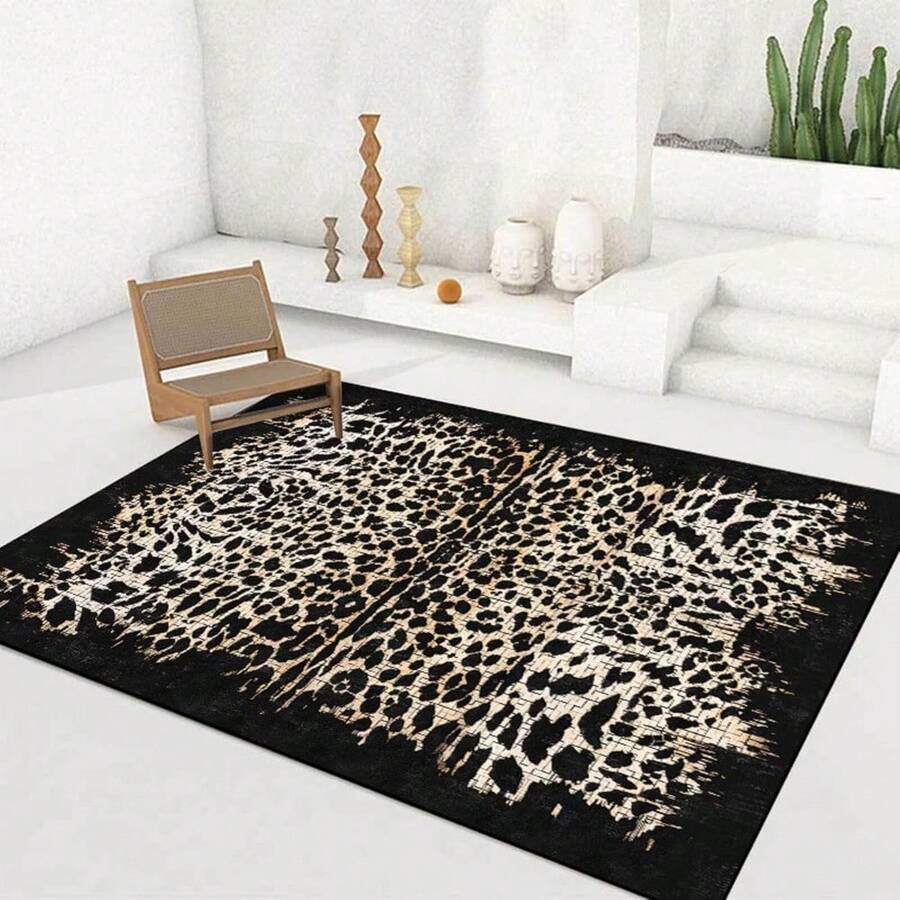 Black Leopard Runner Rug Washable Cheetah Print Area Rugs For Kitchen Hallway Porch Balcone Luandry Room Bedroom Non-Slip Animal Skin Carpet , Modern Abstract Art Carpet 84*60inch/31*20inch,Perfect Choice For Gift ,Stylish And High-Quality Rugs, Perfect For Decorations And GiftsHome Decor, The Best Choice For Gothic-Style Birthday Gifts - 後 D# - 查看 1