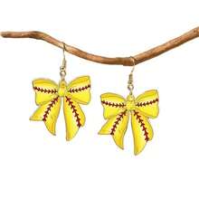 Sports Inspired Football Themed Bow Acrylic Earrings Women Fashion  Accessories Creative Design Earring For Girls Gift - C - 查看 13