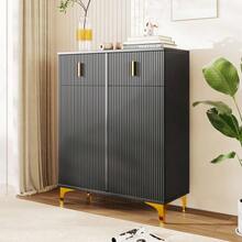 Elegant Sideboard With A Modern Design, Chest Of Drawers And Plenty Of Storage Space, Gold Handles - Black+Gold - View 1