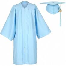 2026 Unisex Matte Graduation Gown And Cap Set With Tassel For Middle High School Bachelor - Sky Blue - View 1