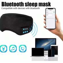 Antifaz para Dormir con Audífonos Bluetooth, Cómodo y Lavable, Transpirable, Inalámbrico con Micrófono, Incluye Cable de Carga y Guía - Negro - Ver 9