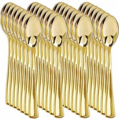 Cutlery Set - Forks, Spoons, Cake Forks, Dessert Spoons, Salad Forks, Pasta Forks And Spoons, Washable And Reusable, Premium Tableware, Suitable For: Birthday, Wedding, Party, Family Gathering, Team Building, Outdoor BBQ, Camping, Banquet, School Supplies, Graduation Ceremony, Holiday Party, And More Occasions (Full Tableware Set, Full Kitchen Cutlery Set, Cutlery, Gold Cutlery)