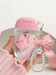 3pcs Set - Pink (30ml) Transparent Alcohol Spray Bottle, Pink Bow Hand Sanitizer Bottle, Travel Hanging Hook Keychain, Pink Flip Cap Hand Sanitizer/Perfume Bottle With 3D Bow Design - Green - View 7