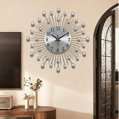 1pc 15 Inches/38 Cm Mute Iron Wall Clock, Creative Starry Sky & European Style Simple Living Room Decorative Clock, Silent, No Ticking, Battery Powered Iron Art Luxury Clock For Wall Decoration, Suitable For Living Room, Bedroom, Hallway,Home Decor ,Room Decor Clock Wall Bedroom Decor Dormitory Decor Back To School