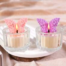 1pc Butterfly Scented Candle - 3 Colors, Natural Soy Wax, Transparent Pillar Glass Jar (No Candle Holder), Smokeless & Odorless Long-Lasting Fragrance, Suitable For Wedding Season, Easter, Home Decor, Tabletop, Birthday Gift, Wedding Favor, Party, Photography Props And Romantic Ambiance - A - View 7