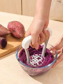 1 Set Manual Potato Masher, Durable Plastic Hand-Operated Vegetable & Fruit Crusher, Essential Kitchen Tool - Multicolor - View 6
