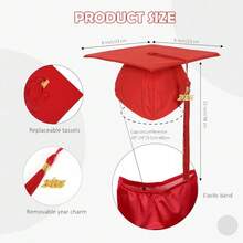 2026 Unisex Matte Graduation Gown And Cap Set With Tassel For Middle High School Bachelor - Red - View 5