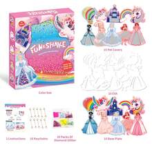 DIY Princess And Unicorn Keychain Diamond Art Craft Kit, Suitable For Children 4 Years And Older, 10 Sparkling Magic Charms, Girls Craft Gift - Pink - View 7