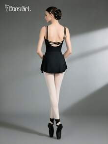 DonsGirl 1pc Women's Enhancing Curve Flared Hem Ballet Skirt Black - Black - View 6