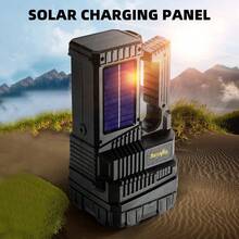 1/2 PCS Portable Rechargeable Solar Flashlight, Outdoor Handheld Spot Flood Lights With Sidelight, 3 Lighting Modes And Handle, For Emergency Hiking Camping Fishing Boating - Black - View 7