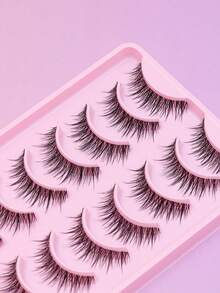 5对/10对装 纤薄自然透明睫毛根部假睫毛，春季新品，偶像妆容，自然假睫毛，蓬松柔软，3D水貂毛质感，多层假睫毛，适合婚礼、派对、夜店妆容，也适合日常工作、约会、度假、婚礼、学生拍摄、舞台表演、派对角色扮演等场合，佩戴舒适，手工制作，促进睫毛自然生长，深受韩国、日本和欧洲女孩喜爱的睫毛款式。 - 黑色 - 查看 5