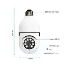 8MP E27 Bulb Surveillance Camera Wifi IP PTZ CCTV Camera 10X Zoom Color Night Vision Human Tracking Security Baby Monitor Cam - Blanco - Ver 7
