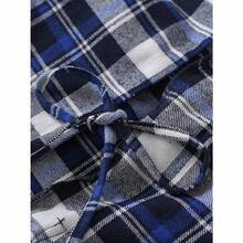 - Albornoz largo de franela de algodón para hombre - Azul - Ver 6
