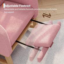 illón Mecedora Moderno de Felpa Suave - Tumbona Cómoda con Cojín y Bolsillos Laterales - Silla de Lactancia Ideal para Habitación Infantil, Salón o Dormitorio - Piel de Cordero Blanca sin Reposapiés - Lana de cordero rosa con reposapiés - Ver 6