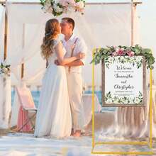 4Pcs Wedding Sign Stand, 68.9inch Adjustable Wedding Sign With Leather Sign Hanging Straps, Durable Metal Easel Stand For Wedding Welcome Signs, Seating Charts, Ceremony & Reception Decor - Golden Advertising Stand Combination - View 5