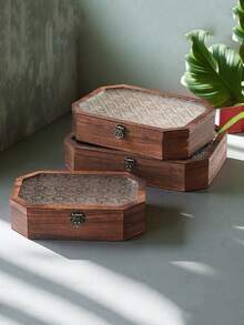 1 Stück Vintage Holz Vitrine, geeignet für Kosmetik & Schmuck, nordischer Stil Schreibtisch Aufbewahrungsbox, kann kleine Artikel aufbewahren, handgefertigte Retro Holzkiste, zum Aufbewahren von Kosmetik und verschiedenen Artikeln, Retro Holz Aufbewahrungsbox, Schmuckorganizer Box, Schreibtisch Kosmetikbox, Geschenk für Frauen - Verschiedenfarbig - Übersicht 7