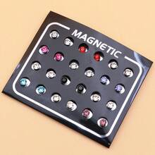 12pcs/Set 4mm Random Color Crystal Magnetic Earrings, Magnetic Stud Earrings Without Piercing - 4mm Colored Diamond - View 13