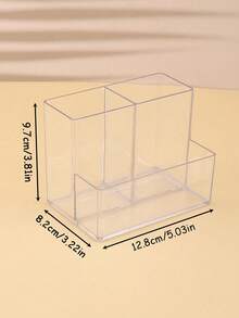 Hộp đựng cọ trang điểm 3 ngăn bằng acrylic, thiết kế tối giản, thích hợp cho văn phòng, trường học, đựng cọ trang điểm. - Trong sáng - Xem 11