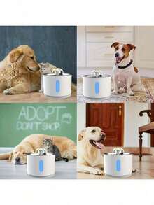 2400ml Stainless Steel Pet Water Dispenser With LED Light And Water Level Window For Cats And Small Dogs - 2.4L - View 7