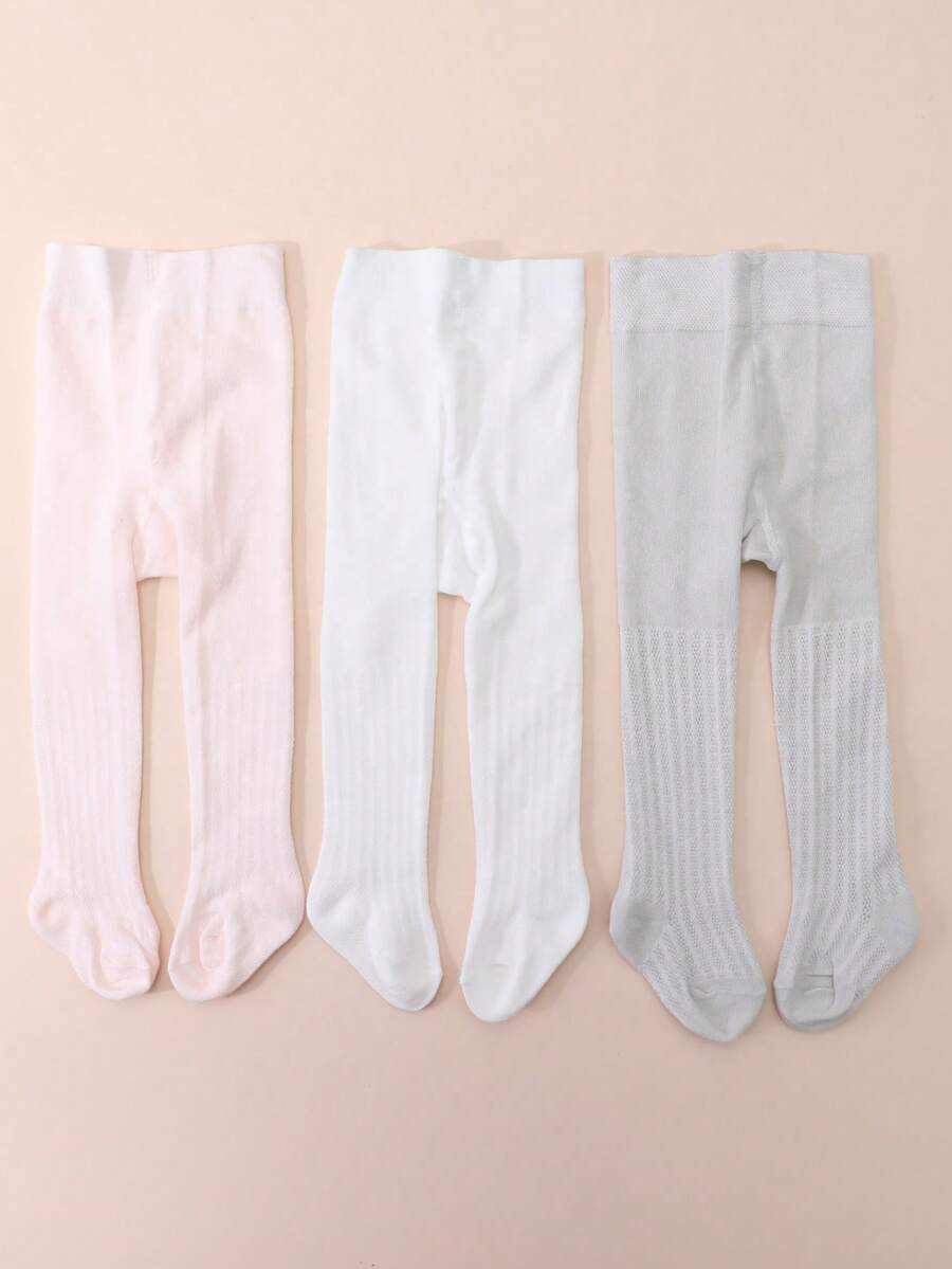 3pcs/Pack Baby Cotton Mesh Leggings - Multicolor - View 1