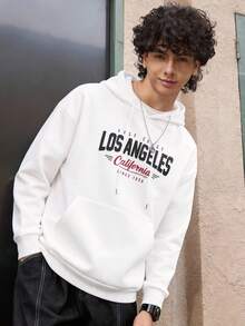 Open Phase 男士字母图案连帽卫衣，适合秋冬春夏穿着，日常搭配，送给男友/老公的礼物 - 白色 - 查看 1