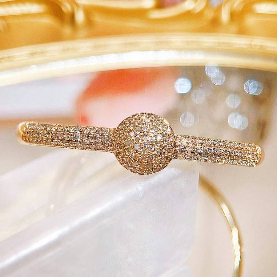 1件装女士时尚方形立方氧化锆镶嵌手链，百搭经典日常佩戴饰品 - 彩色 - 查看 1