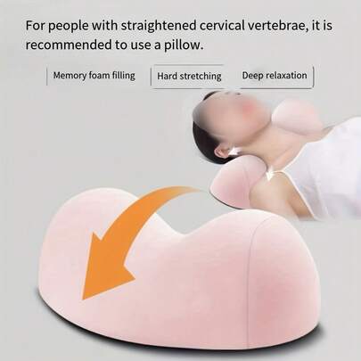 1pc Cervical Pillow - Sleep Correcting Neck Pillow, Comfortable Contoured Neck Support Pillow, Soft Resilient Neck Cushion, Suitable For Adult Bedside Use (Washable)