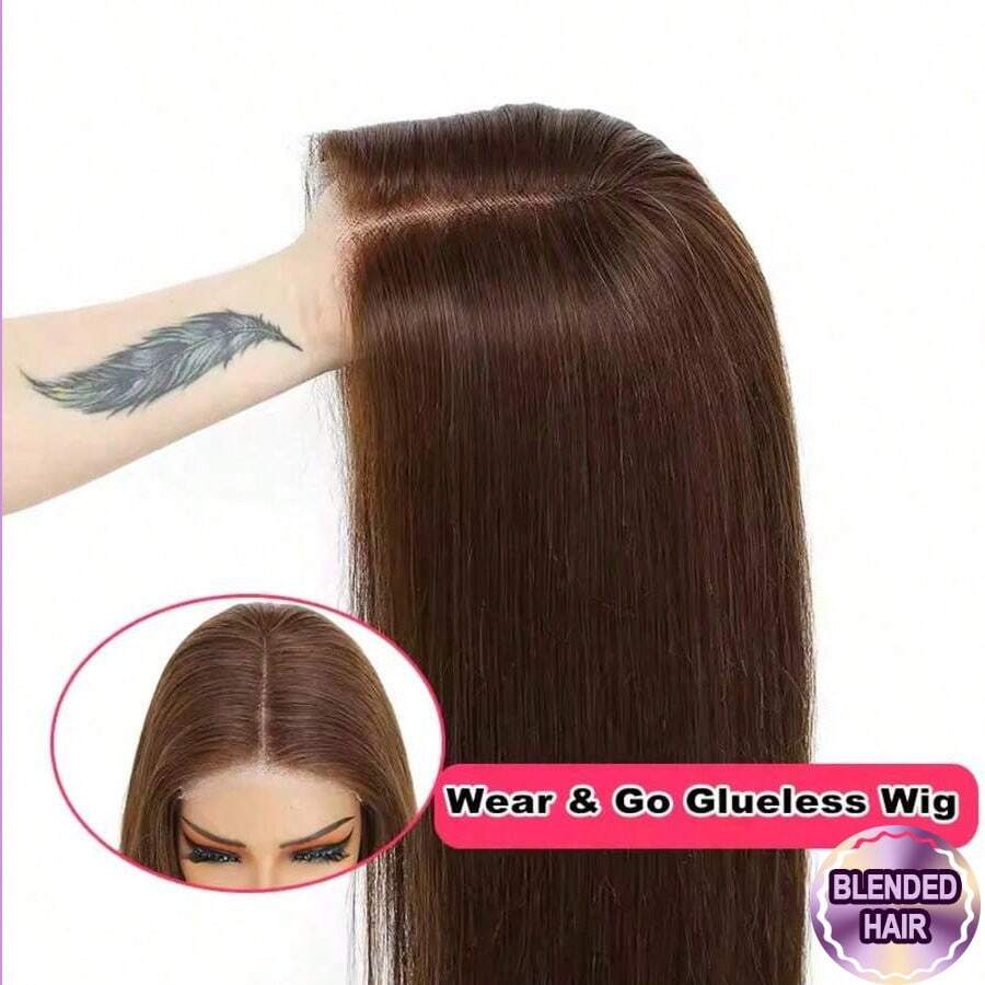 200% 密度 34 英寸 13x6 高清耳到耳蕾丝前假发和 5*5 蕾丝闭合假发，预先拔毛，带婴儿发，透明发结，直发，即戴即用，5x5 无胶假发，女士天然黑色原生发