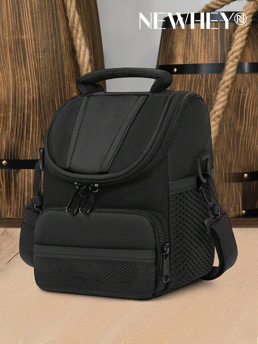 NEWHEY Bolso bandolera pequeño para cámara para hombres, bolso de hombro para fotografía de viaje, bolso de almacenamiento de accesorios de fotografía ligero, adecuado para bolso de cámara de fotografía al aire libre, correa de hombro desmontable, convertible en bolso de mano y de hombro - Negro - Ver 1